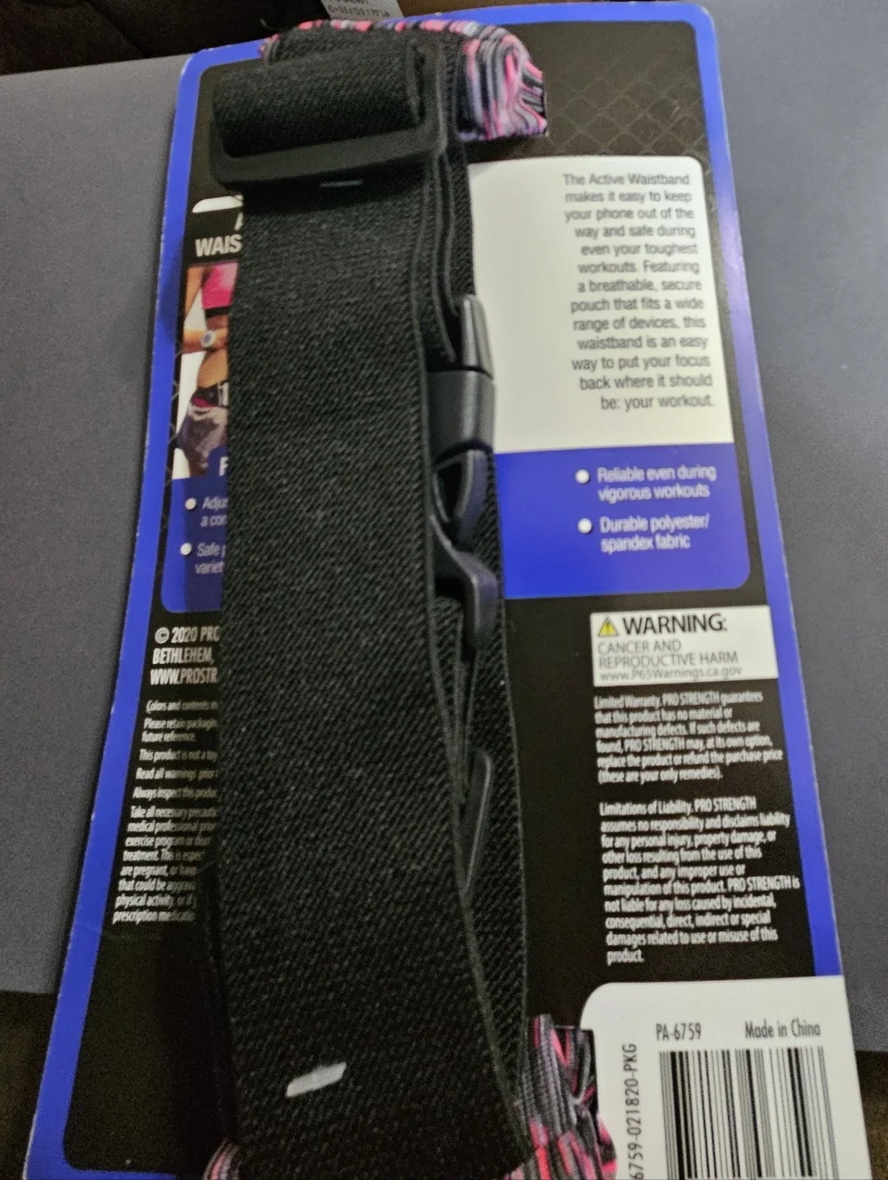 Pro Strength Active Pink Waistband Smartphone Holder Key Pocket Earbud Wire Hole